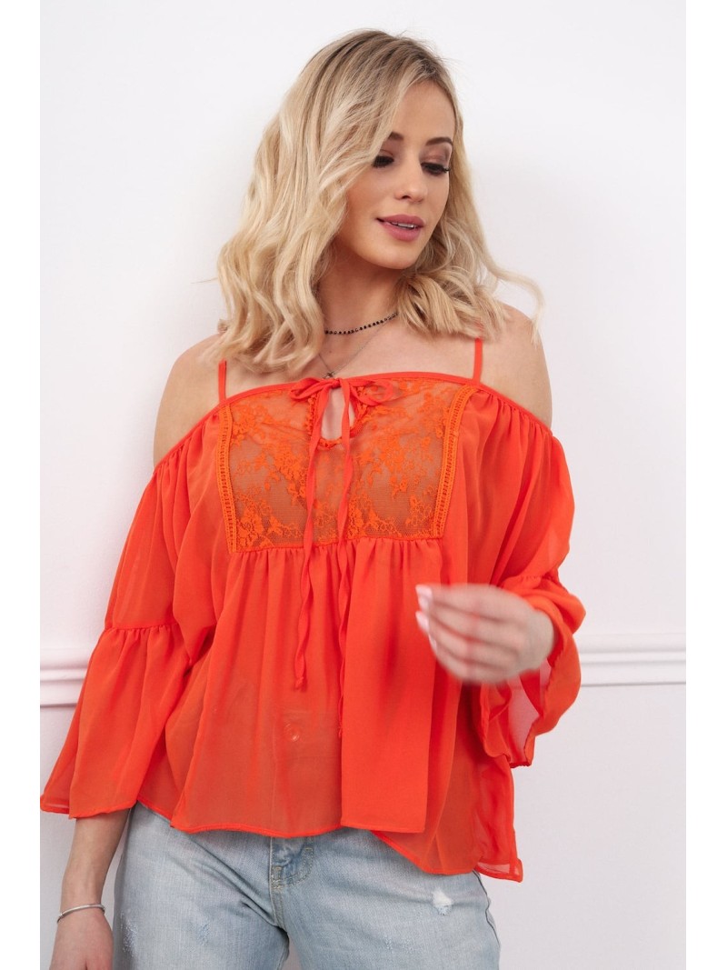 Bluza oversize din sifon portocaliu MP28386 - Magazin online - Boutique